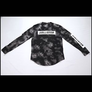 HOLLISTER BLACK AND WHITE MARBLE CURVED LONGSLEEVE